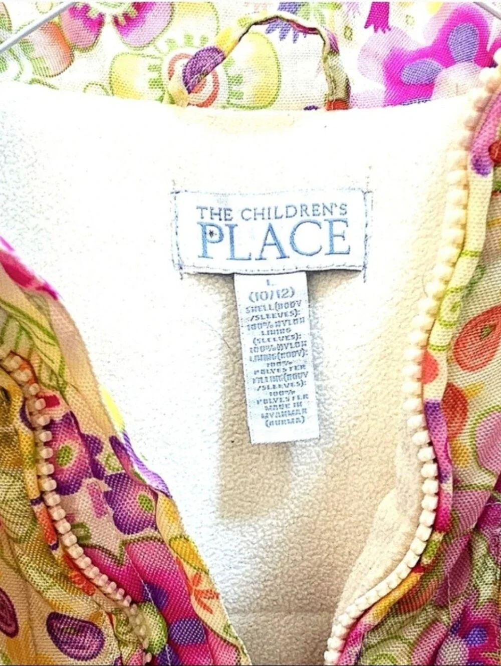 The Children’s Place Girls Floral Winter Jacket Coat Full Zipper